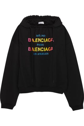 Balenciaga + Printed Cotton-Jersey Hooded Top