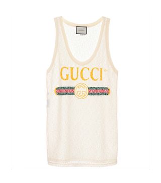 Gucci + Printed-Lace Tank Top