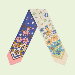 Gucci + Retro Flower and Pony Print Neck Bow