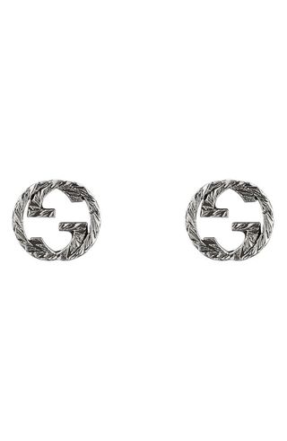 Gucci + Interlocking G Silver Stud Earrings