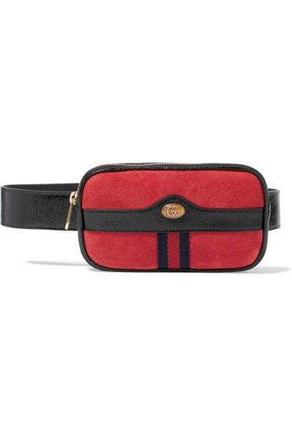 Gucci + Ophidia Patent Leather-Trimmed Suede Belt Bag