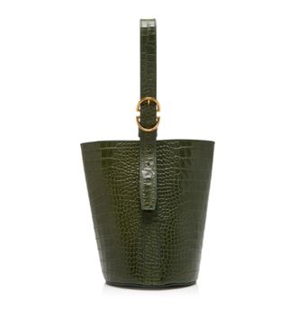 Trademark + Croc-Embossed Leather Bucket Bag