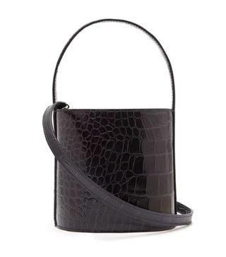 Staud + Bissett Crocodile-Effect Leather Bucket Bag