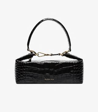 Rejina Pyo + Black Olivia Crocodile Embossed Leather Box Bag