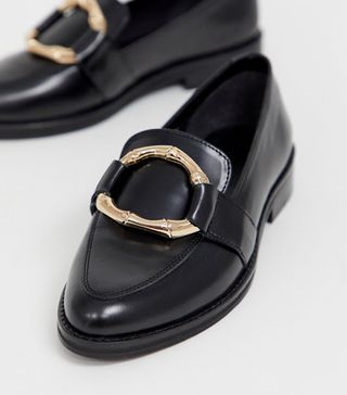 ASOS Design + Maroon Bamboo Ring Leather Loafers