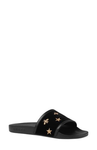 Gucci + Pursuit Embroidered Slide Sandals