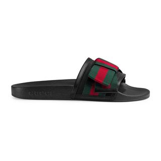 Gucci + Satin Slides With Web Bow