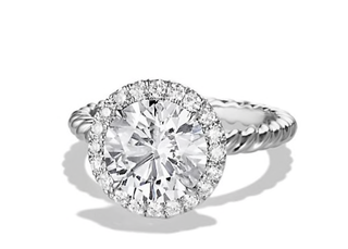 David Yurman + DY Capri Engagement Ring in Platinum, Round