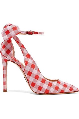 Paul Andrew + Fiona Bow-Embellished Gingham Canvas Pumps