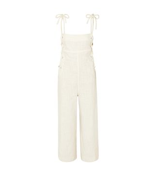 Staud + Bob Lace-Up Linen-Blend Jumpsuit