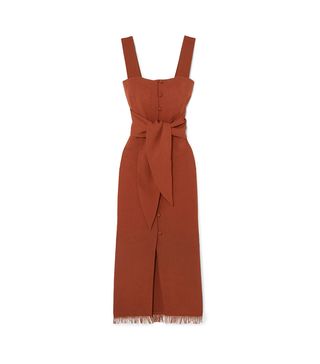 Nanushka + Riley Tie-Front Canvas Midi Dress