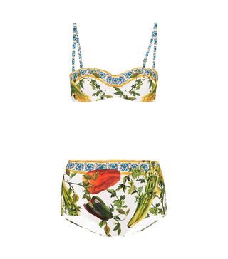 Dolce & Gabbana + Printed Bandeau Bikini