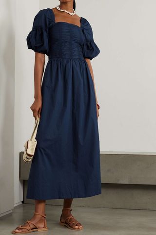 Faithfull the Brand + + Net Sustain Belisario Smocked Organic Cotton-Poplin Midi Dress