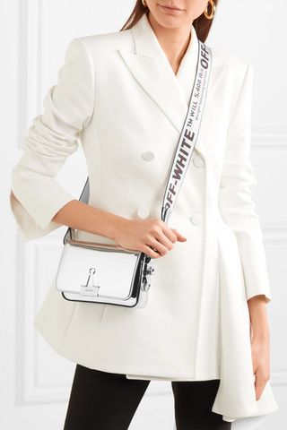 Off-White + Faux Mirrored-Leather Shoulder Bag
