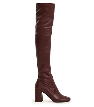 Prada + Block Heel Over-the-Knee Sock Boots