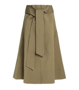 Joseph + Belted Cotton and Linen-Blend Skirt