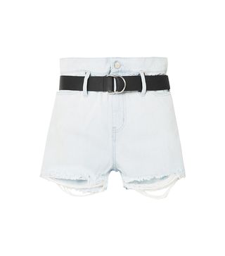 Iro + Andel Belted Distressed Denim Shorts