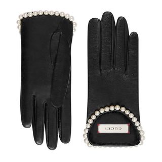 Gucci + Leather Gloves with Pearls