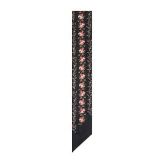 Gucci + Roses Print Silk Neck Bow