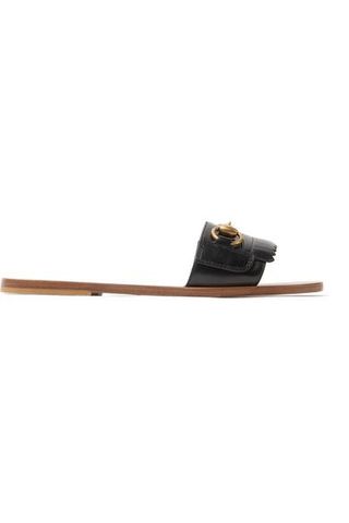 Gucci + Varadero Horsebit-Detailed Fringed Leather Slides