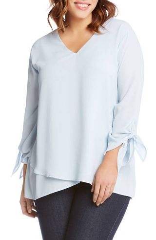 Karen Kane + Crossover Tie Sleeve Top