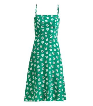 HVN + Nora Floral-Print Silk Slip Dress
