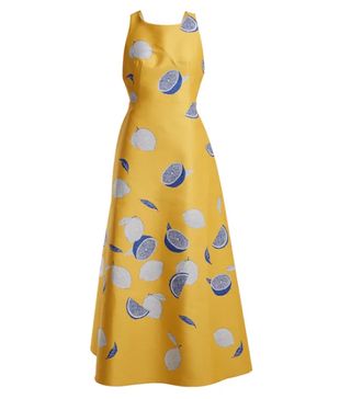 Vika Gazinskaya + Lemon-Jacquard Cotton-Blend Dress