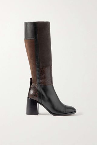 See by Chloé + Irine Patchwork Leather and Suede Knee Boots