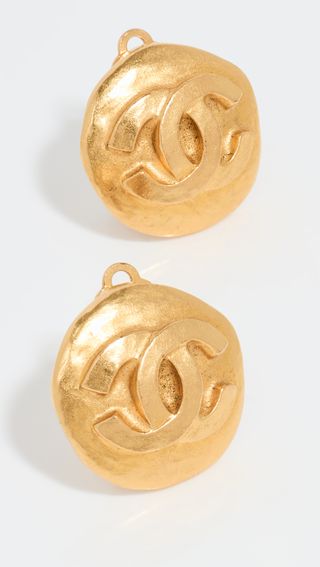 What Goes Around Comes Around + Chanel Gold CC On Round Earrings