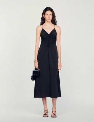 Sandro + Long Dress With Narrow Straps