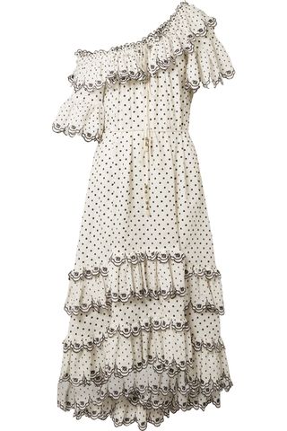 Jaya Off-The-Shoulder Tiered Embroidered Linen Midi Dress