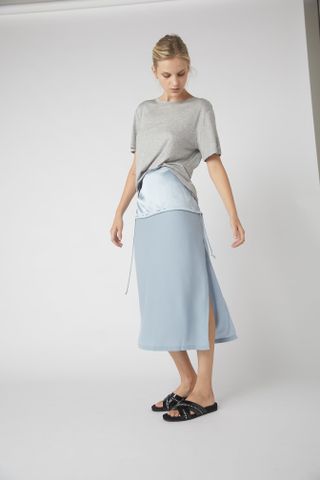 Kacey Devlin + Duality Mid Skirt in Powder Blue