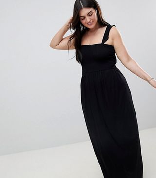 ASOS Curve + Ruffle Strap Shirred Maxi Sundress