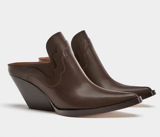 Zara + Leather Mule Ankle Boots