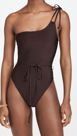Good American + New Shine One Shoulder Swimsuit