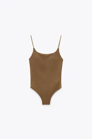 Zara + Ribbed Swimsuit