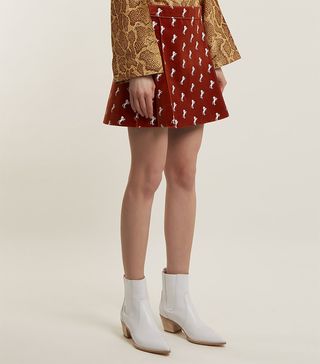 Chloé + Horse-Embroidered Velvet Mini Skirt