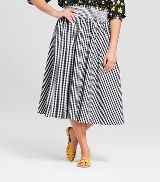 Who What Wear + Striped Smocked Waist Midi Skirt