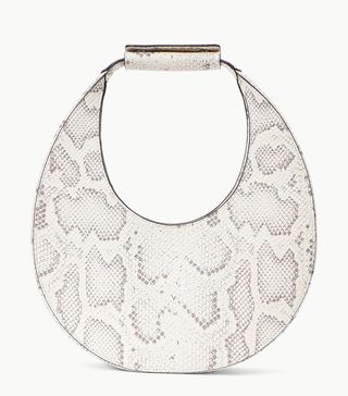 Staud + Moon Bag in Bleached Snake Embossed