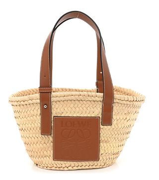 Loewe + Raffia Small Basket Tote Bag Natural Tan
