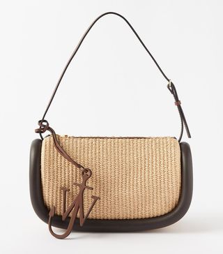 Jw Anderson + Bumper Leather-Trim Faux-Raffia Shoulder Bag