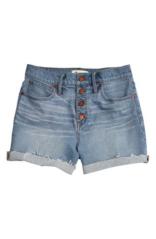 Madewell + Button Front High Waist Denim Shorts