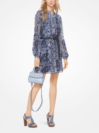 Michael Michael Kors + Mixed Floral Chiffon Shirtdress