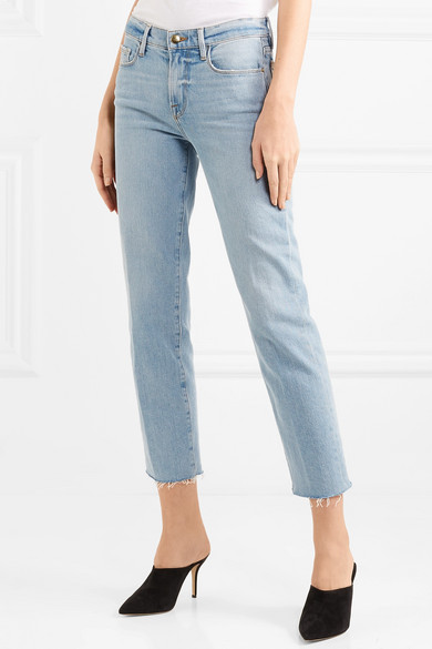 Frame + Le Nouveau Cropped Mid-Rise Straight-Leg Jeans