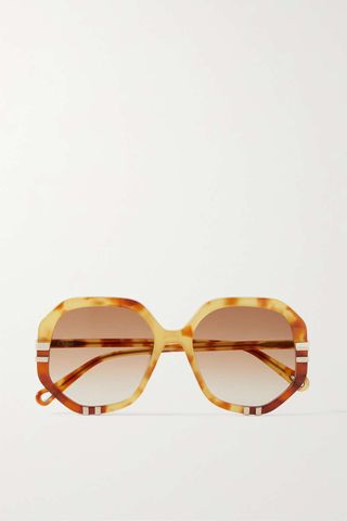 Chloé + Oversized Round-Frame Tortoiseshell Bio-Acetate Sunglasses