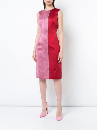 Oscar de la Renta + Contrast Print Sheath Dress