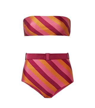 Zimmermann + Kali Belted Striped Bandeau Bikini