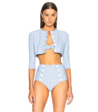 Lisa Marie Fernandez + High Waist Bikini Set With Cardigan