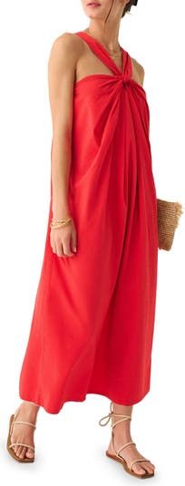 Faherty + Bay Twist Seersucker Halter Dress