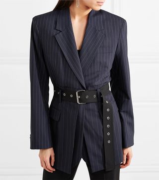 3.1 Phillip Lim + Oversized Belted Pinstriped Wool-Blend Blazer